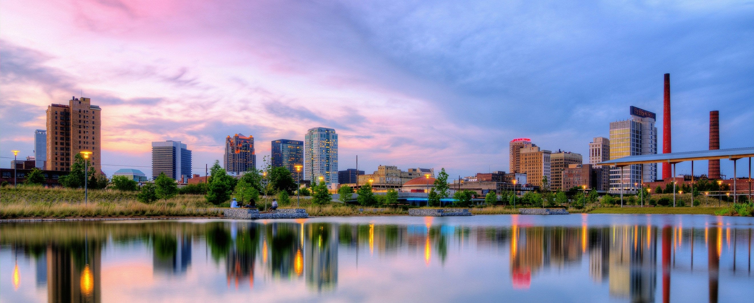 View of Birmingham, home to local sports events and stadiums