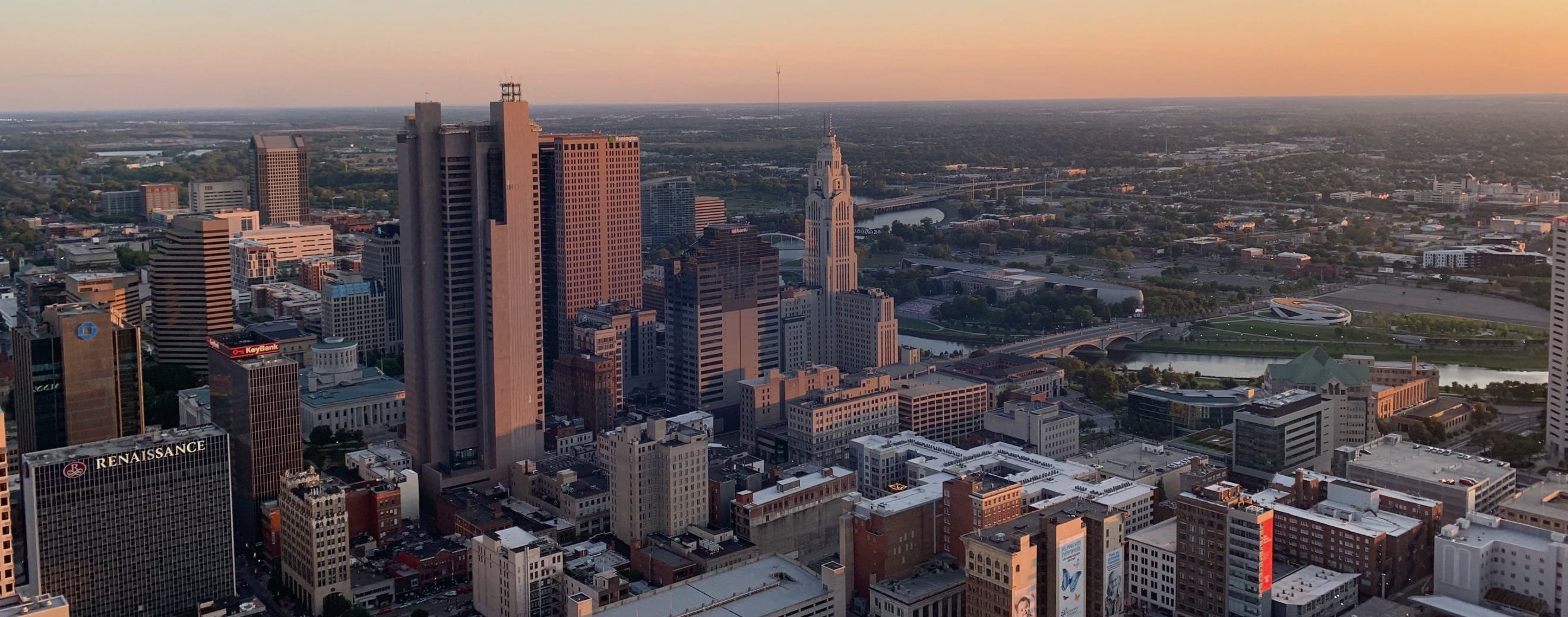 View of Columbus, home to local sports events and stadiums