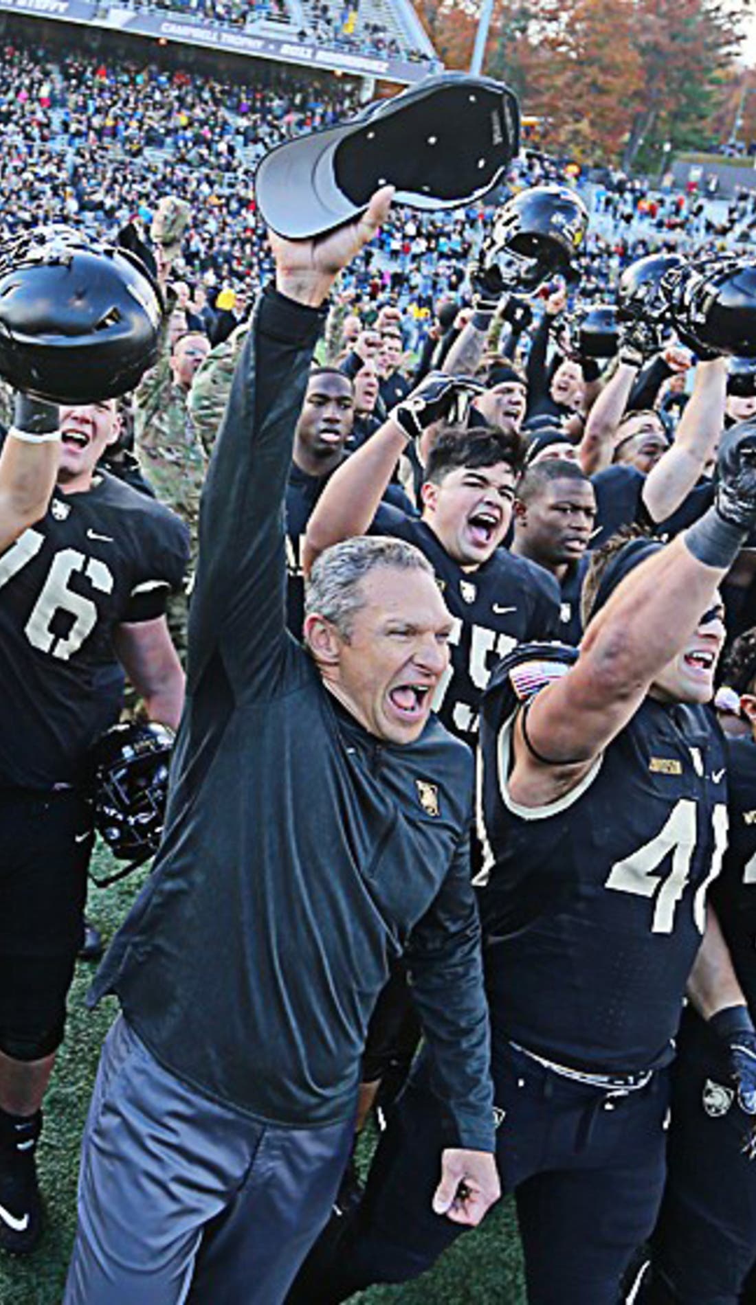 View from a seat at a Army Black Knights Football vs Notre Dame Fighting Irish Football game, showing the teams playing