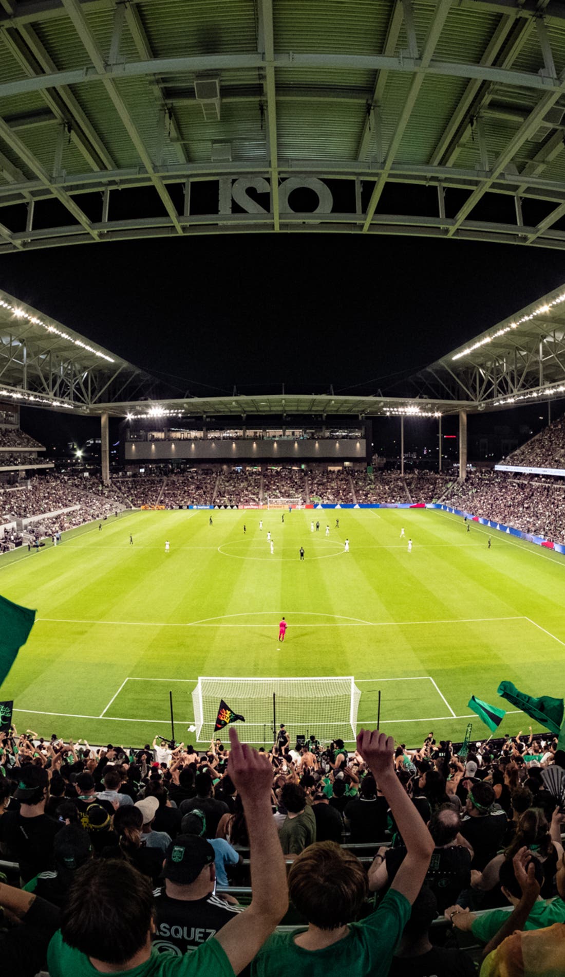 View from a seat at a Austin FC vs St. Louis CITY SC game, showing the teams playing