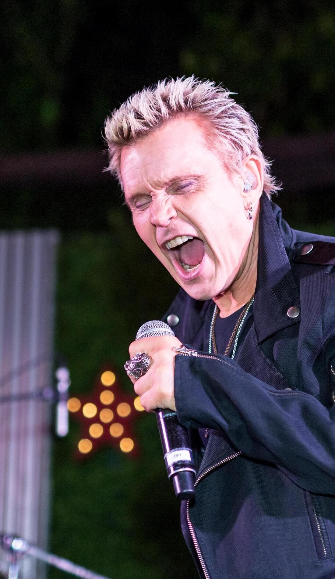 Billy Idol promotional image for upcoming events and ticket sales