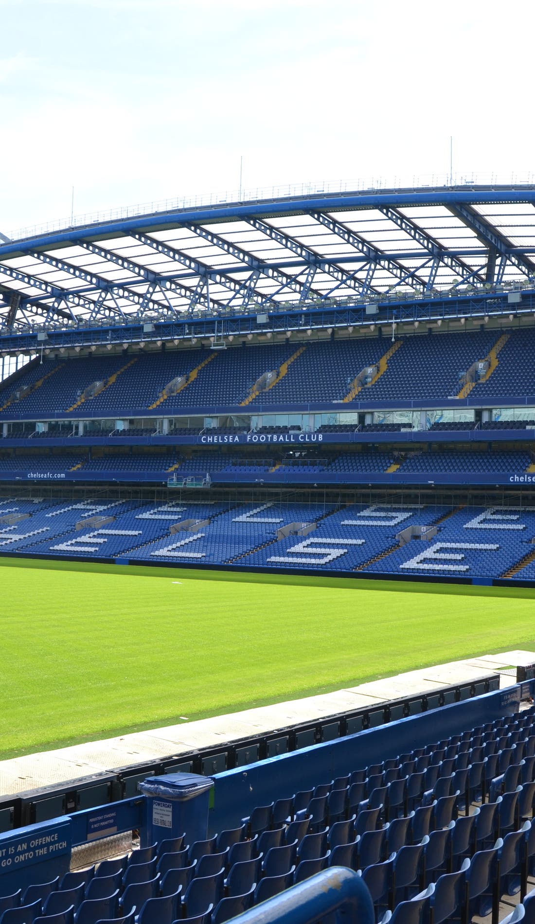 View from a seat at a Chelsea FC vs Reading game, showing the teams playing