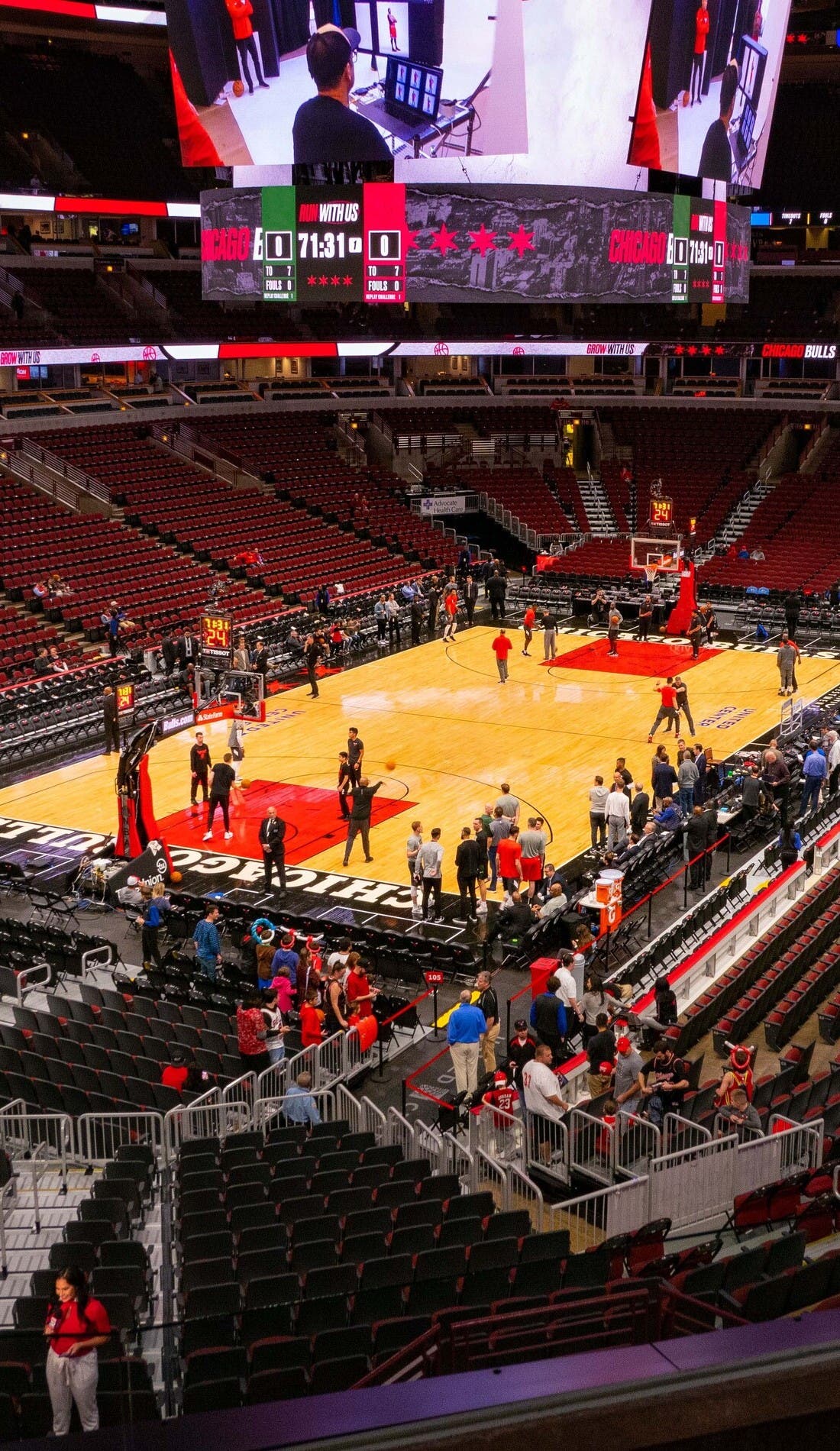 View from a seat at a Chicago Bulls vs Indiana Pacers game, showing the teams playing
