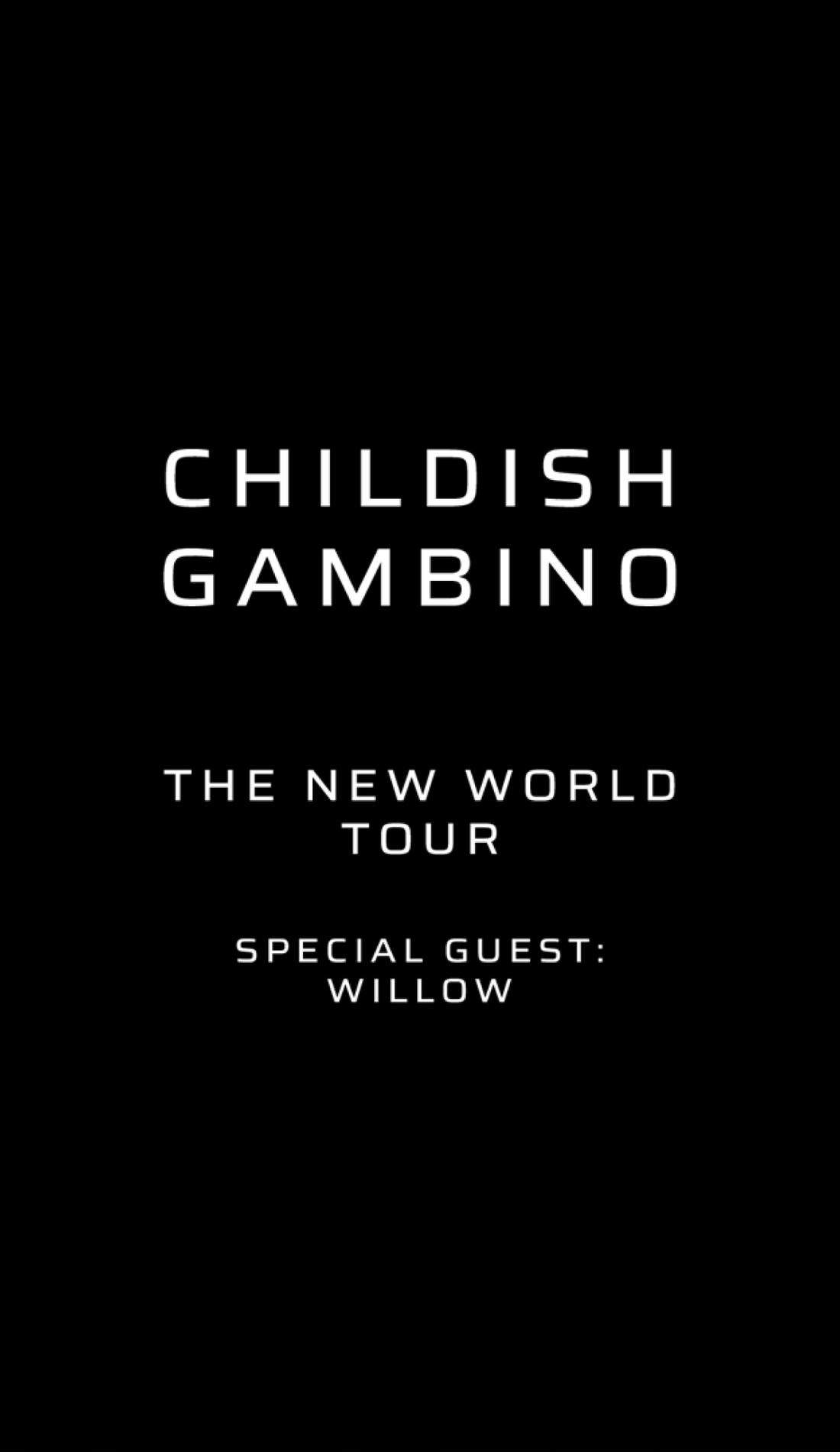 Childish Gambino promotional image for upcoming events and ticket sales