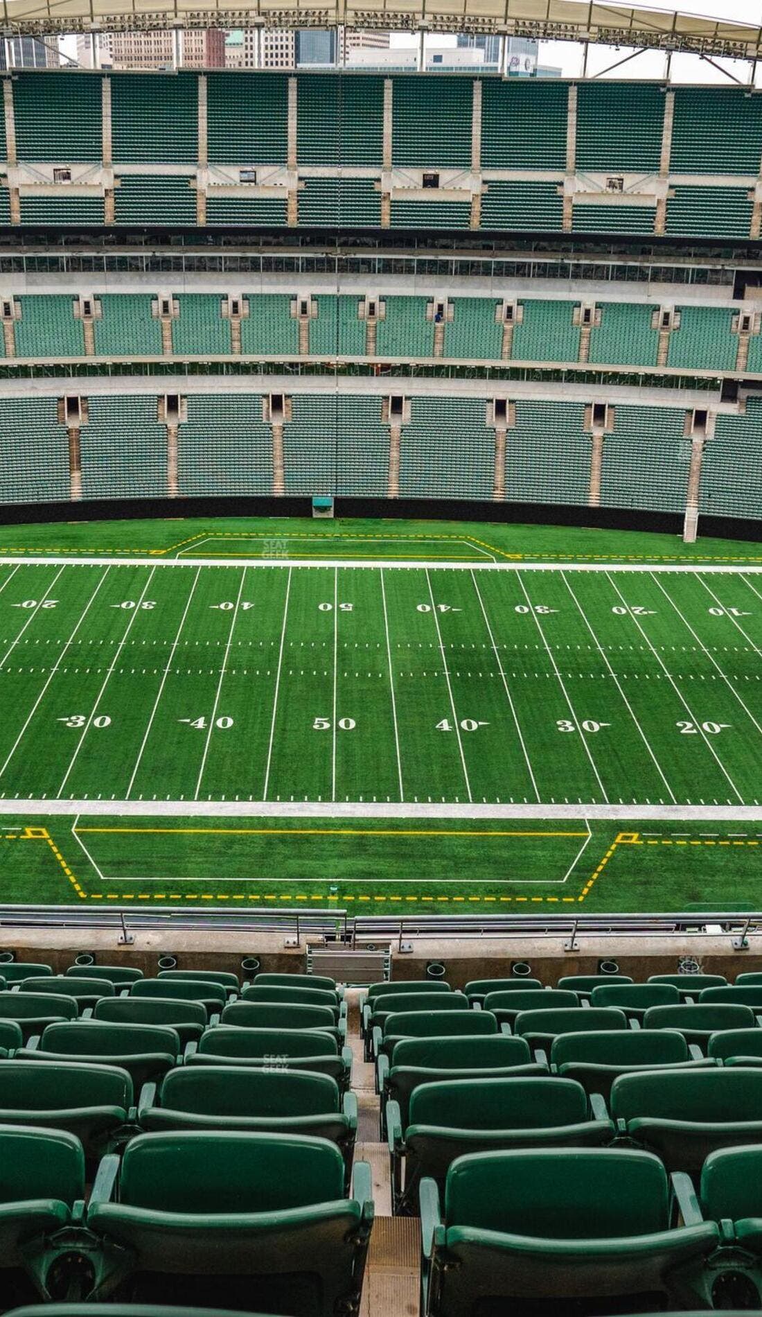 View from a seat at a Cincinnati Bengals vs Green Bay Packers game, showing the teams playing