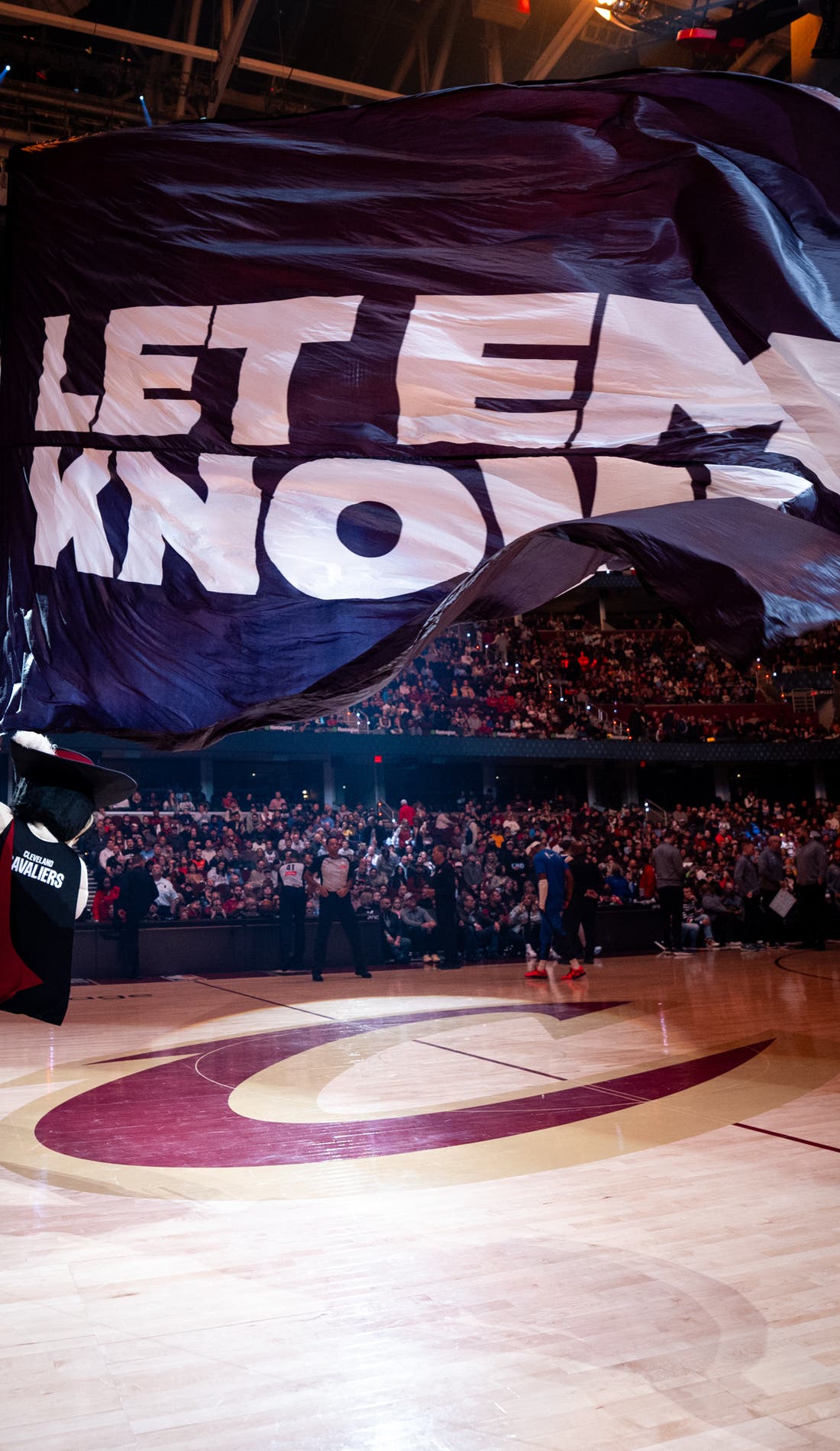 View from a seat at a Cleveland Cavaliers vs New Orleans Pelicans game, showing the teams playing