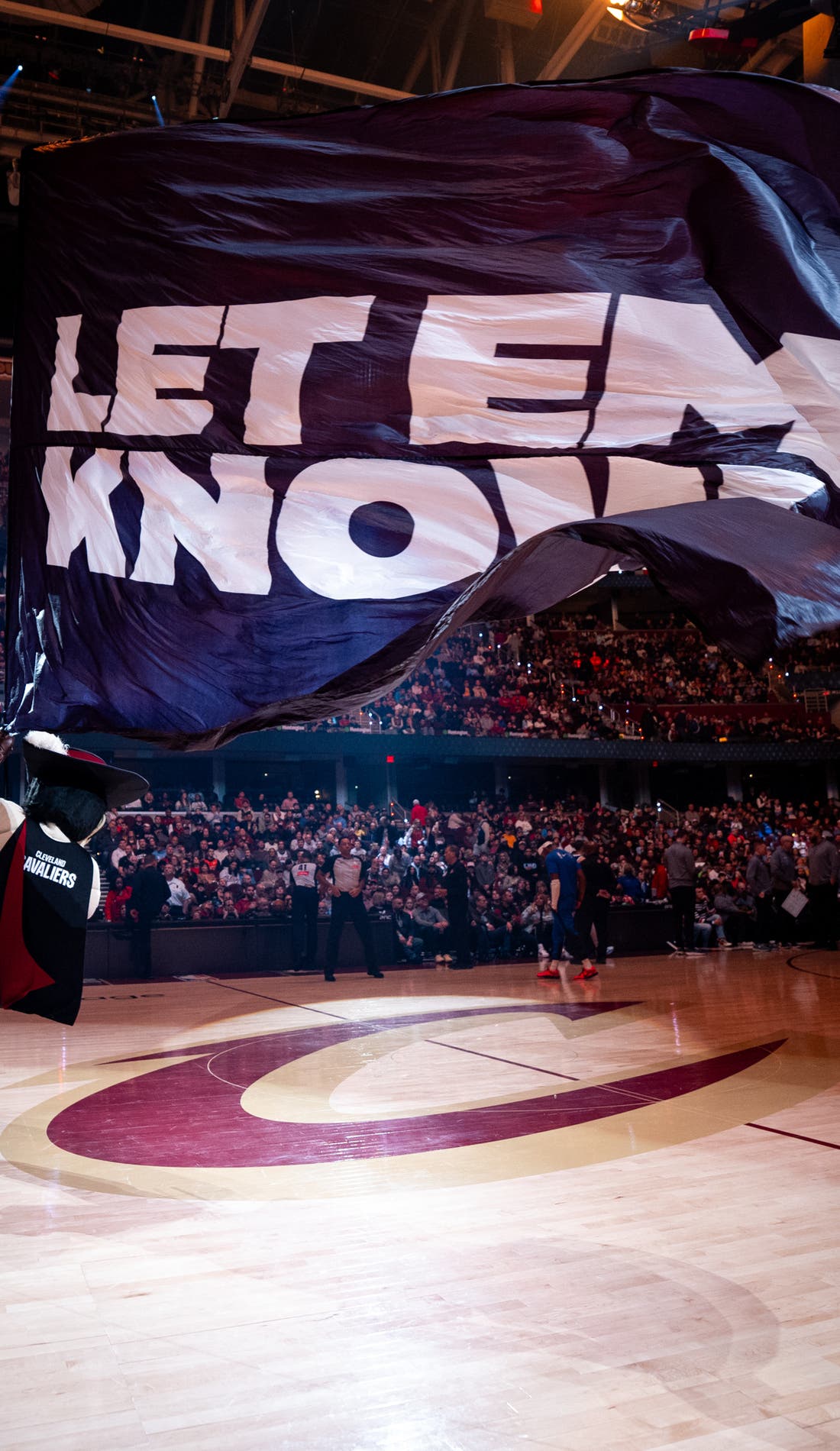View from a seat at a Cleveland Cavaliers vs Charlotte Hornets game, showing the teams playing