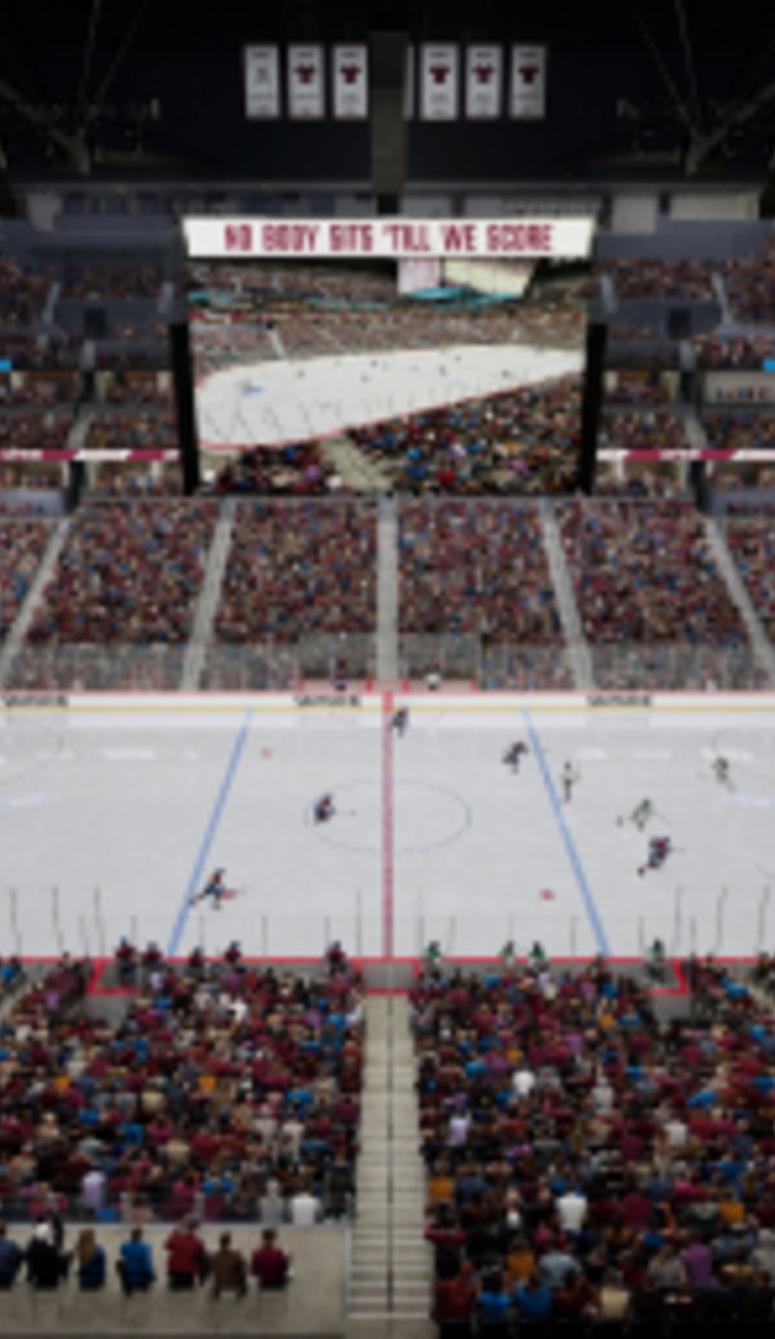 View from a seat at a Colorado Avalanche vs Dallas Stars game, showing the teams playing