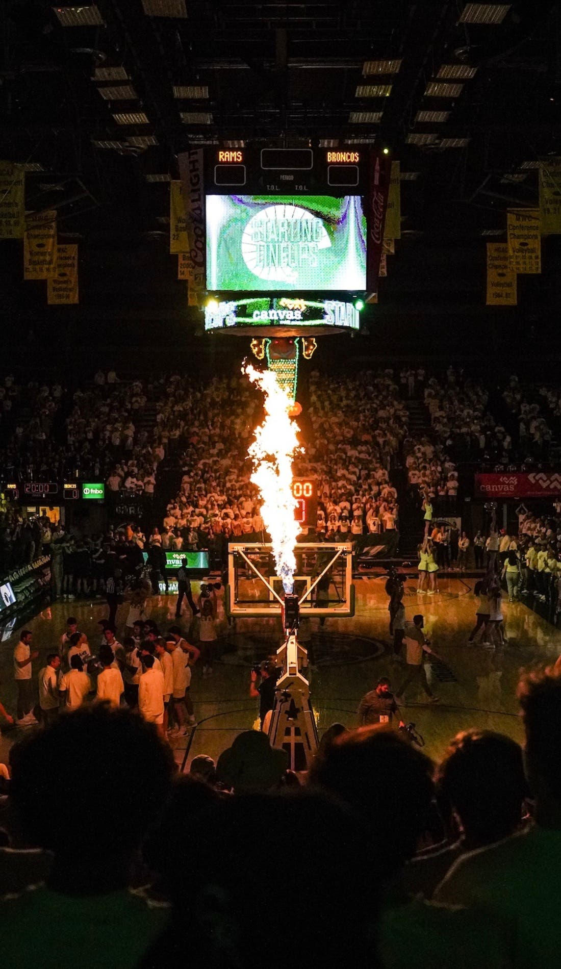 View from a seat at a Colorado State Rams Mens Basketball vs Coppin State Eagles Mens Basketball game, showing the teams playing