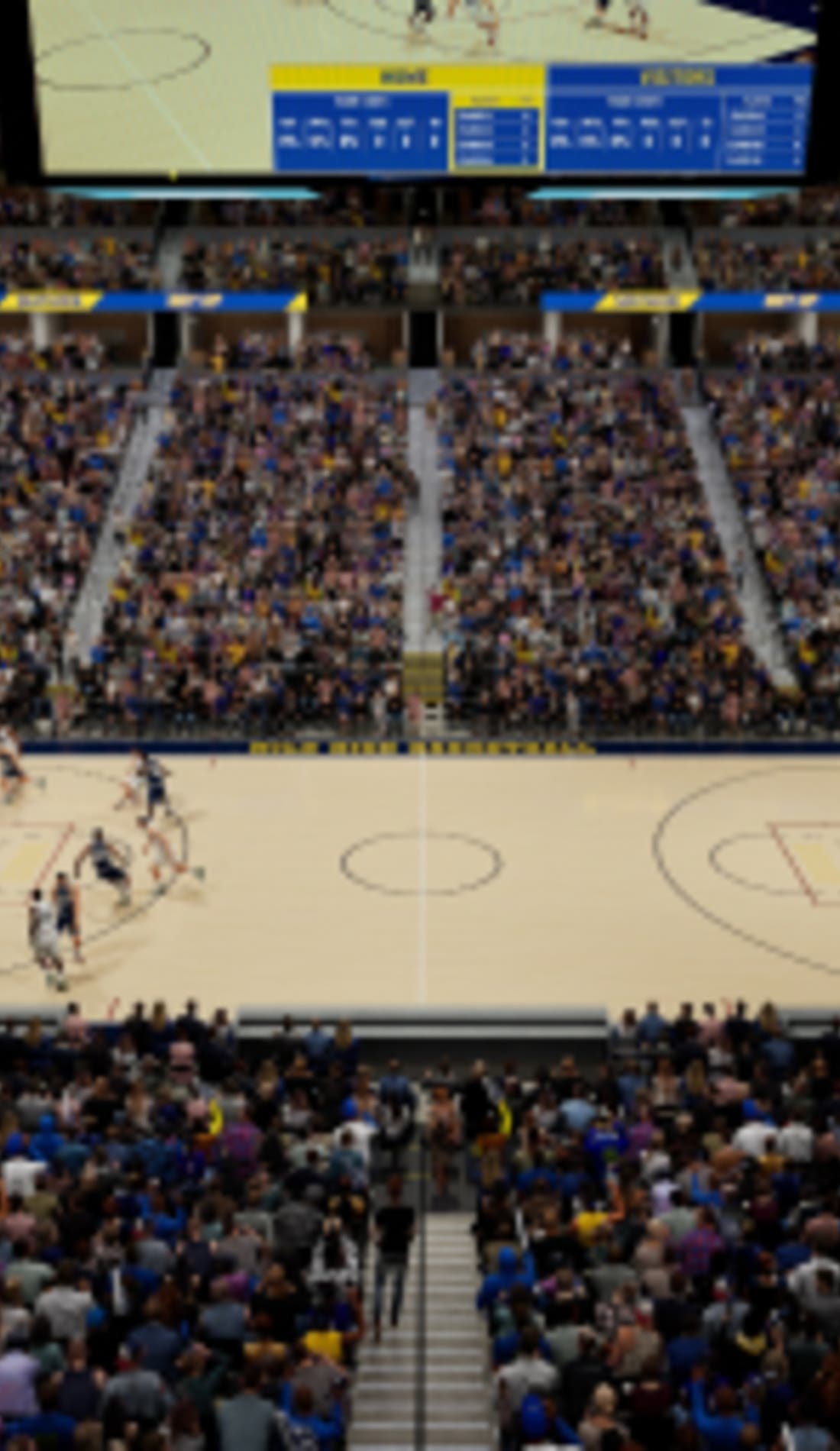 View from a seat at a Denver Nuggets vs Utah Jazz game, showing the teams playing