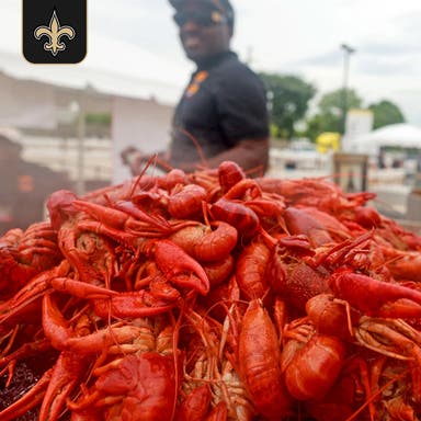 Promotional image of Saints Draft Crawfish Cookoff