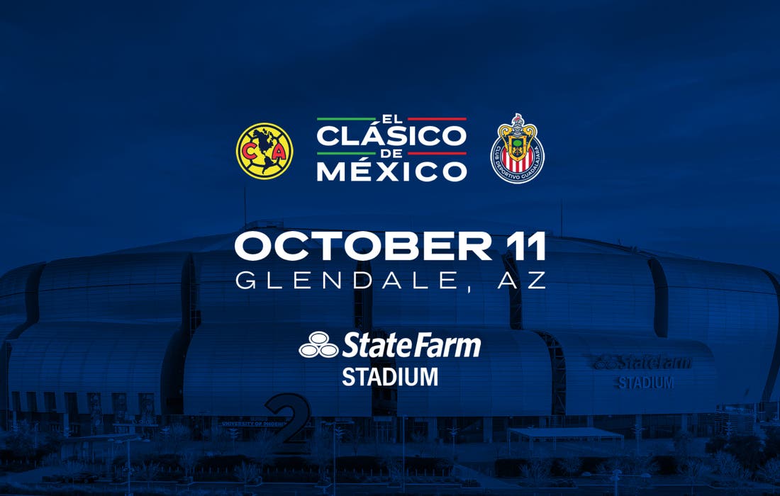 Promotional image for EL CLÁSICO DE MÉXICO: Club América vs. Chivas de Guadalajara tickets at State Farm Stadium on Oct 11, 2025