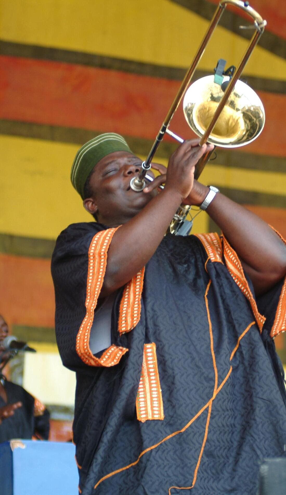 Gangbe Brass Band promotional image for upcoming events and ticket sales