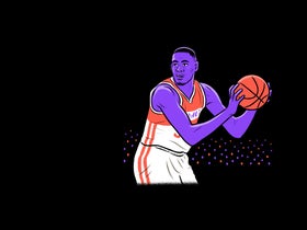 Illustration of a man with a basketball, symbolizing NBA tickets and events