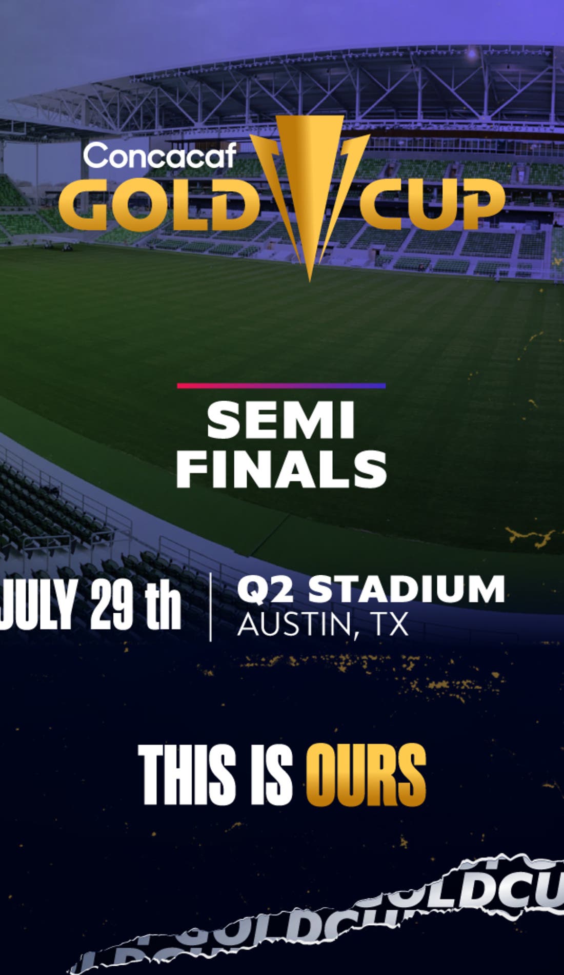 Gold Cup Semi Finals promotional image for upcoming events and ticket sales