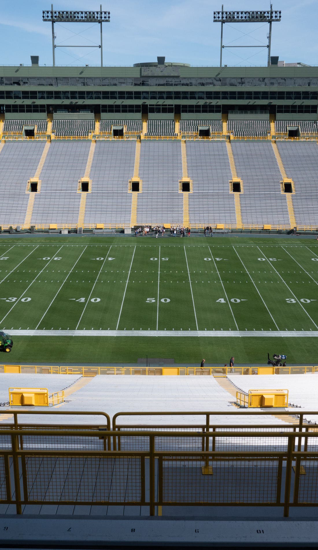 View from a seat at a Green Bay Packers vs Las Vegas Raiders game, showing the teams playing