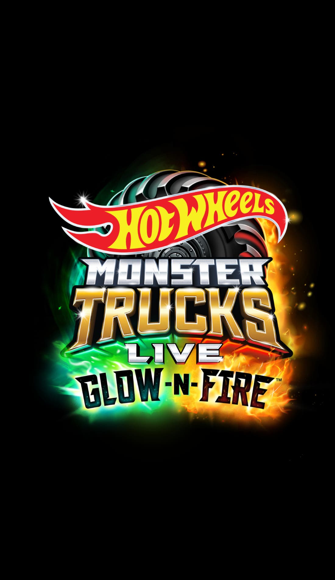 Hot Wheels Monster Trucks Live Glow-N-Fire promotional image for upcoming events and ticket sales