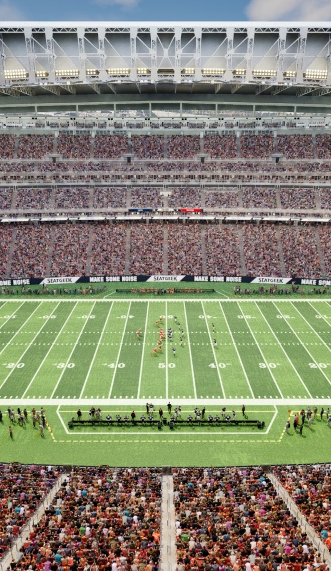 View from a seat at a Houston Texans vs Cleveland Browns game, showing the teams playing