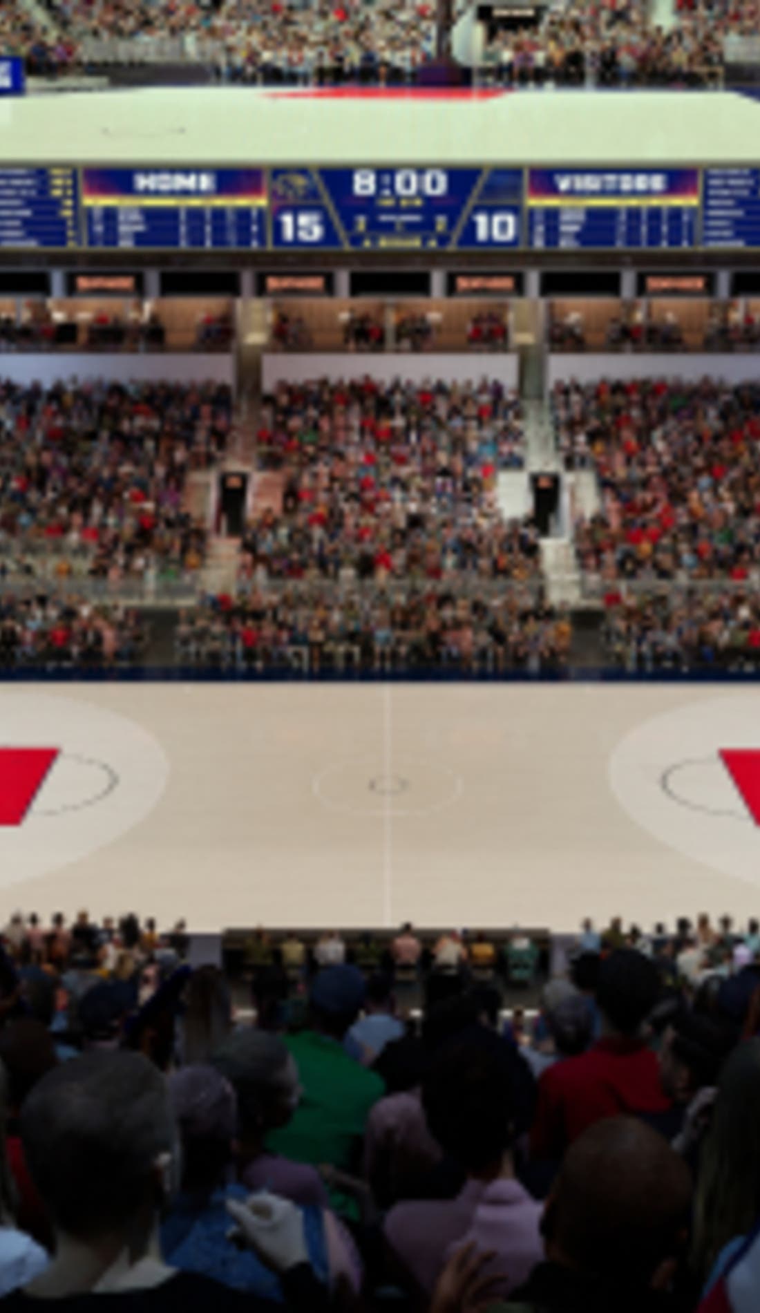 View from a seat at a Indiana Fever vs Dallas Wings game, showing the teams playing