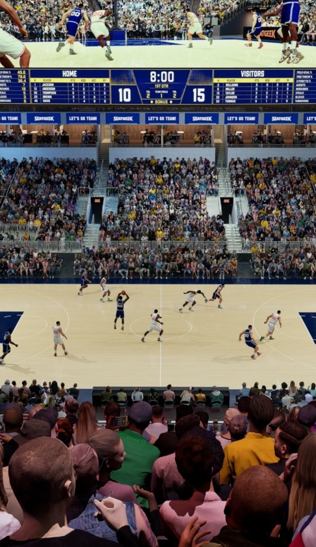 View from a seat at a Indiana Pacers vs Milwaukee Bucks game, showing the teams playing