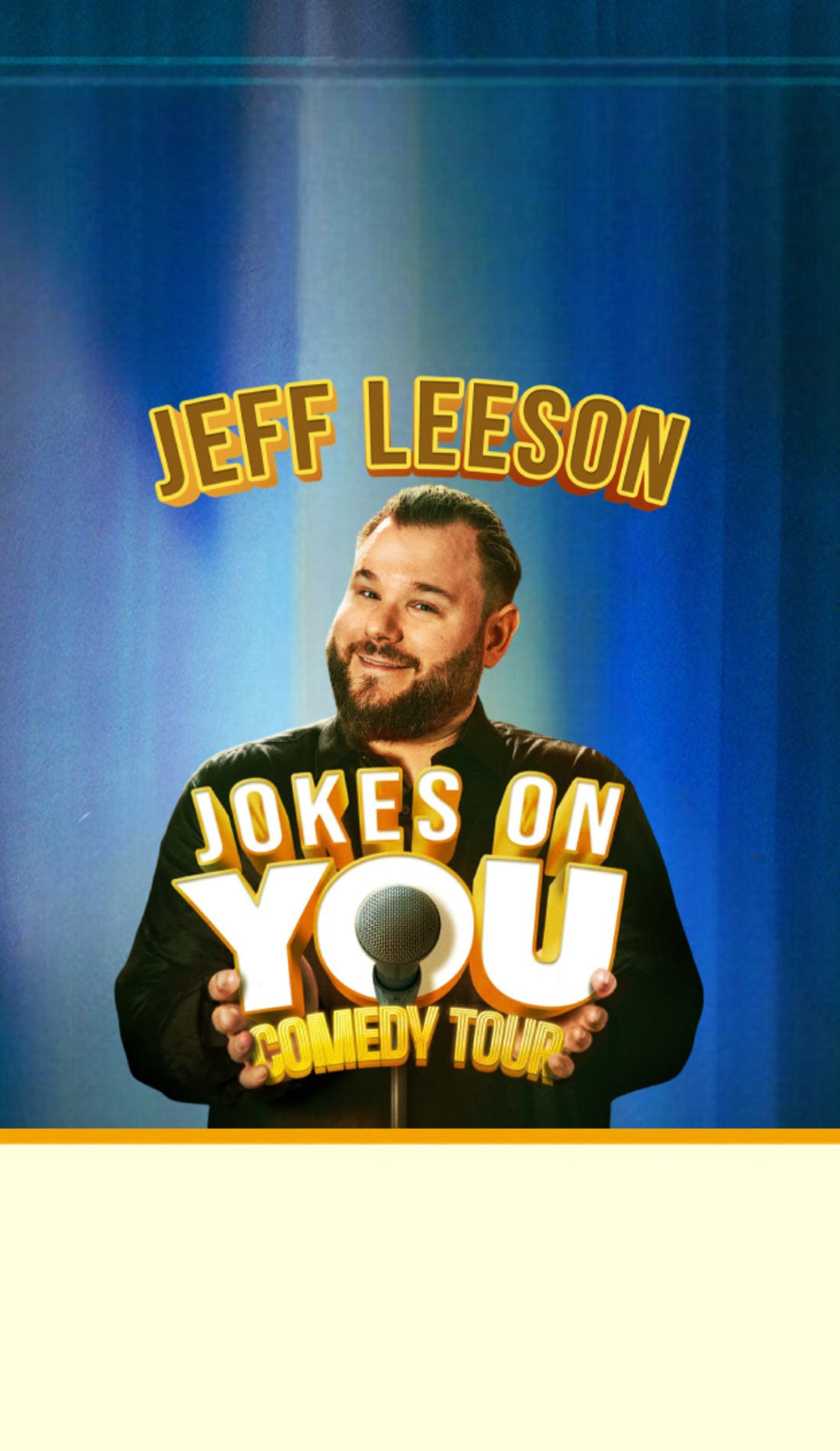 Jeff Leeson promotional image for upcoming events and ticket sales