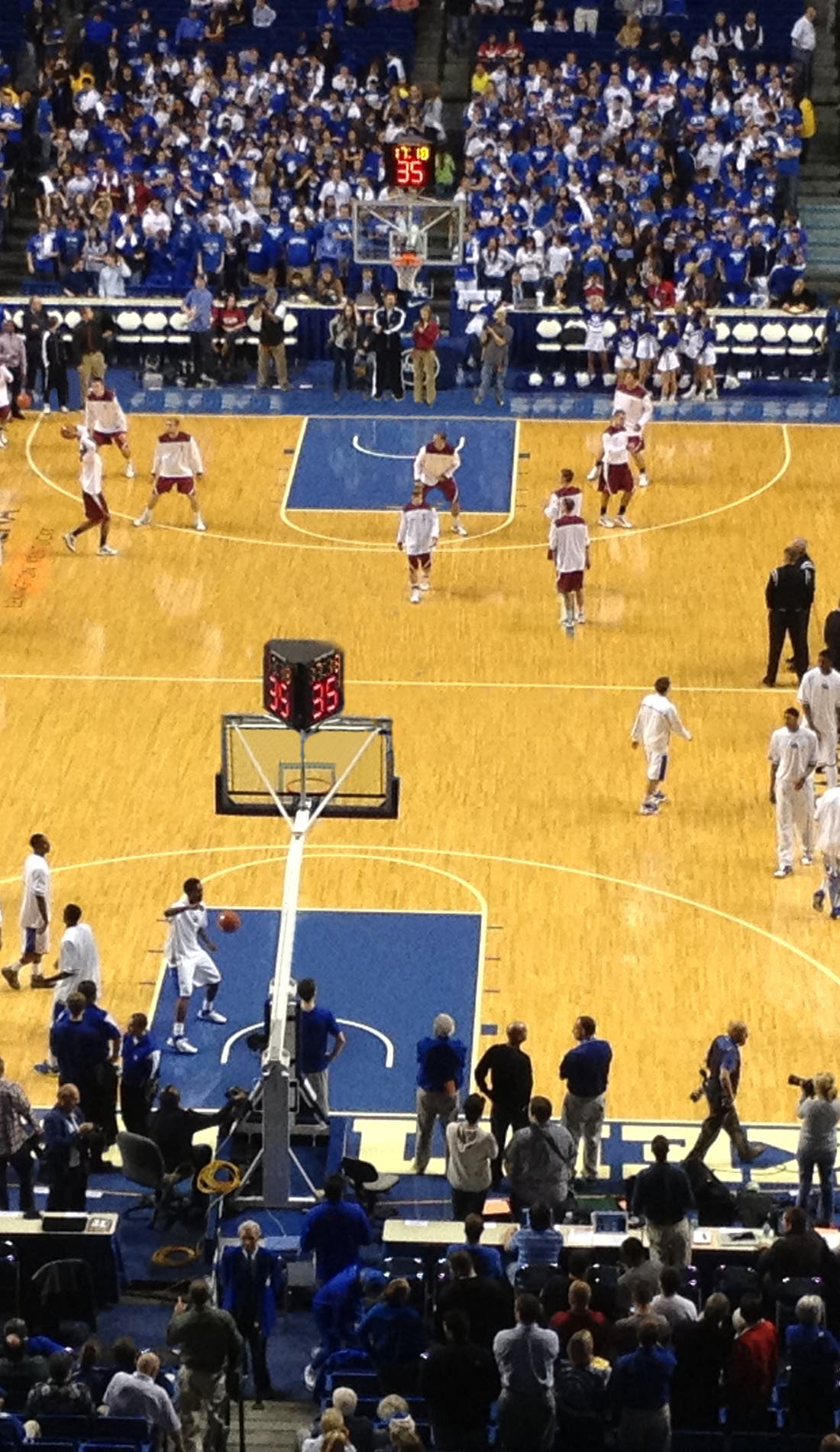 View from a seat at a Kentucky Wildcats Mens Basketball vs Centre Colonels Mens Basketball game, showing the teams playing