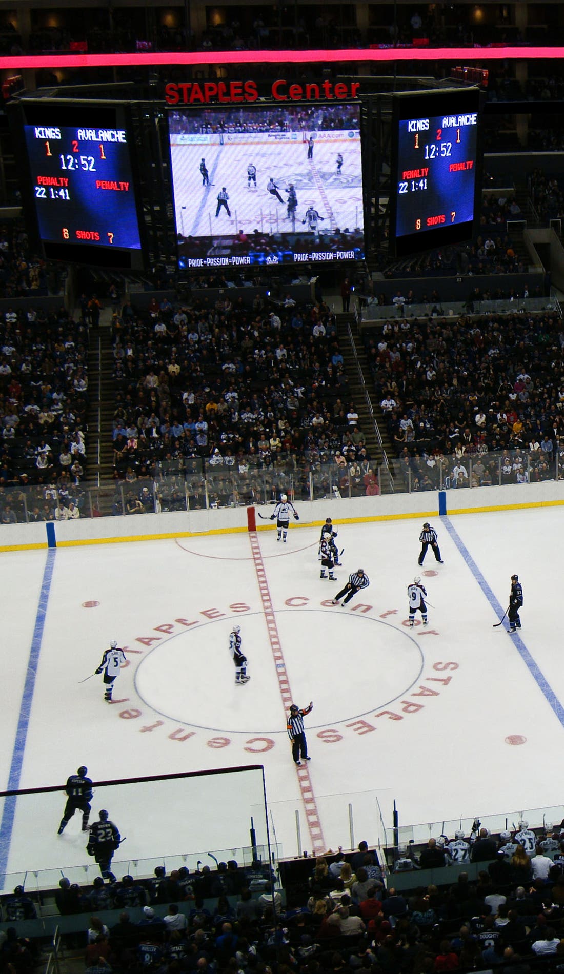 View from a seat at a Los Angeles Kings vs Utah Mammoth game, showing the teams playing