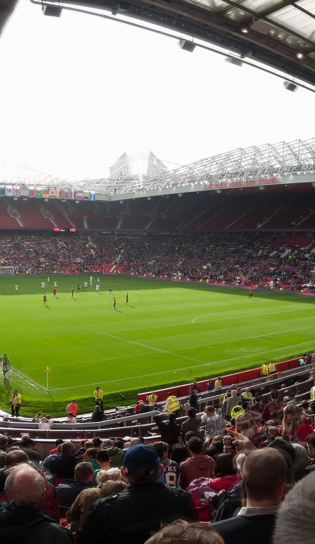 View from a seat at a Manchester United vs Fa Cup game, showing the teams playing