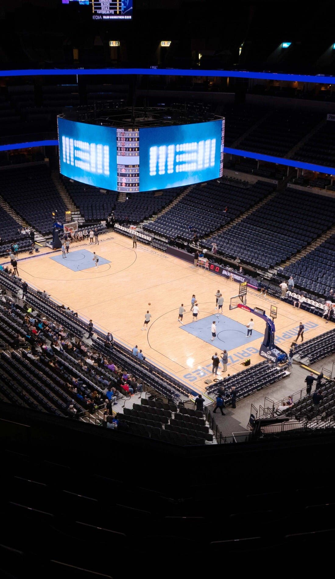 View from a seat at a Memphis Grizzlies vs San Antonio Spurs game, showing the teams playing