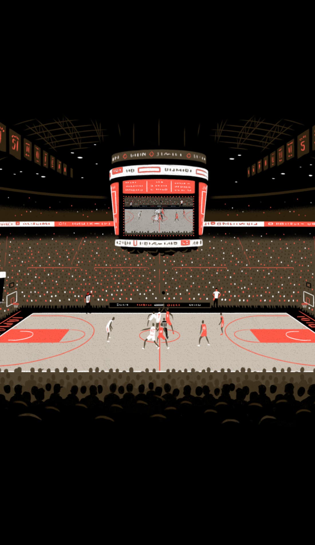 Vue d'un siège à un match Miami Hurricanes Womens Basketball contre Maryland Terrapins Womens Basketball, montrant les équipes en action