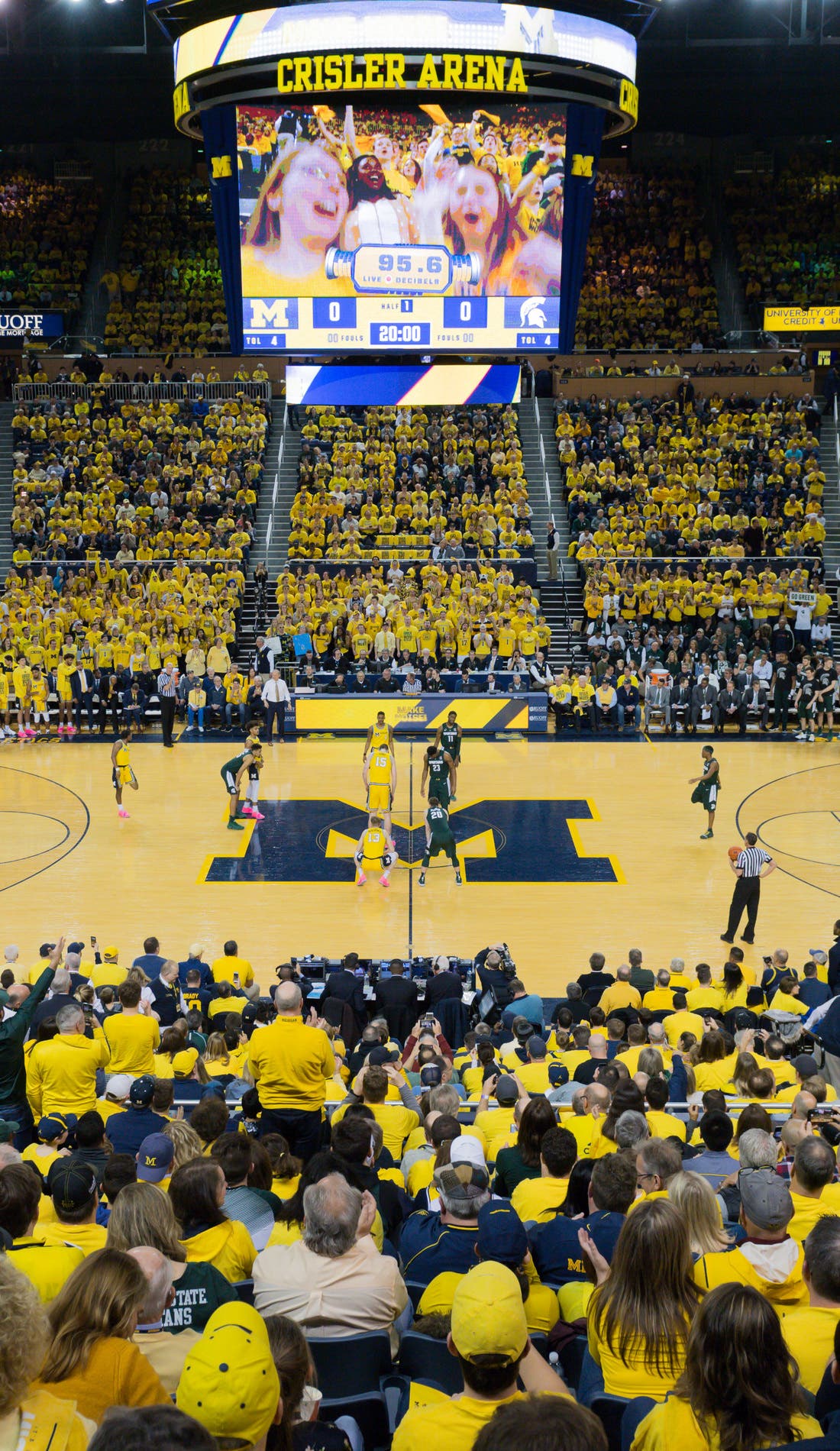 View from a seat at a Michigan Wolverines Mens Basketball vs Northwood Seahawks Mens Basketball game, showing the teams playing