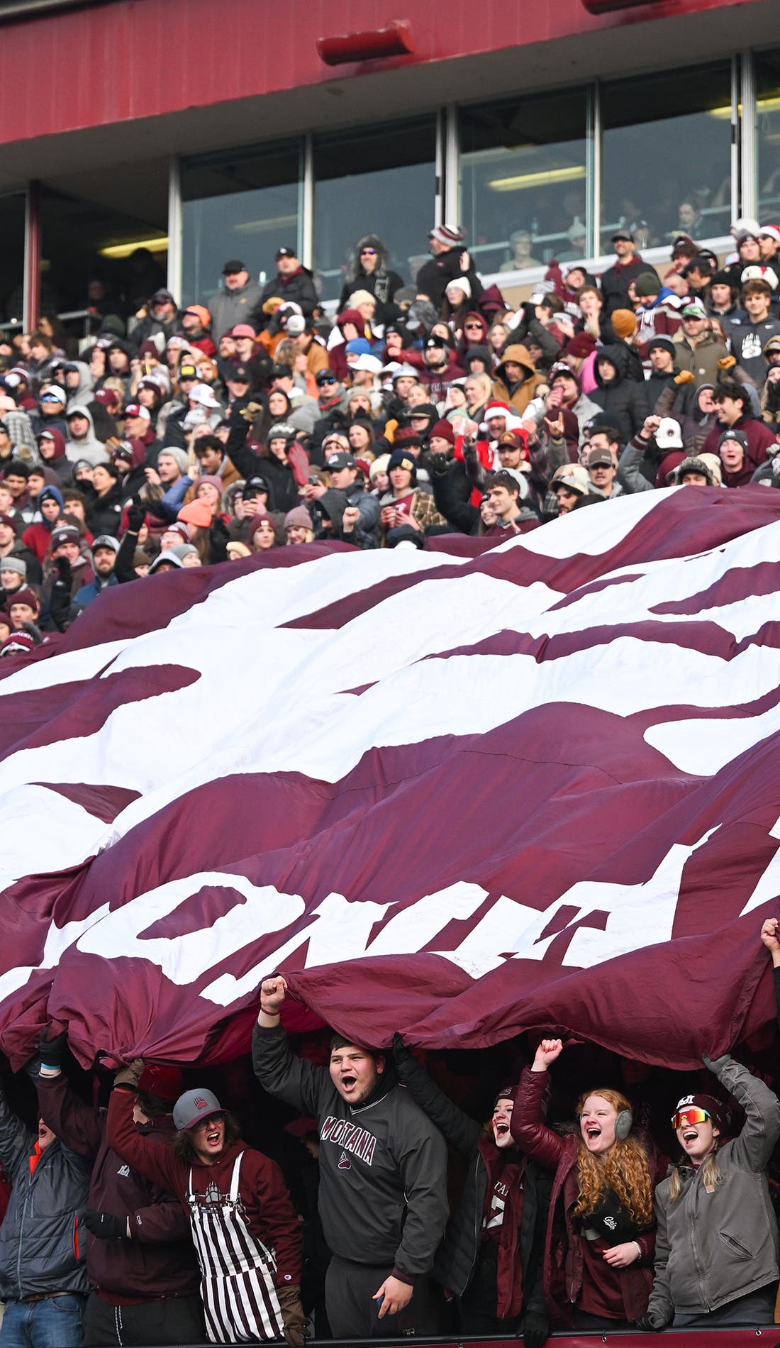 View from a seat at a Montana Grizzlies Football vs Butler Bulldogs Football game, showing the teams playing
