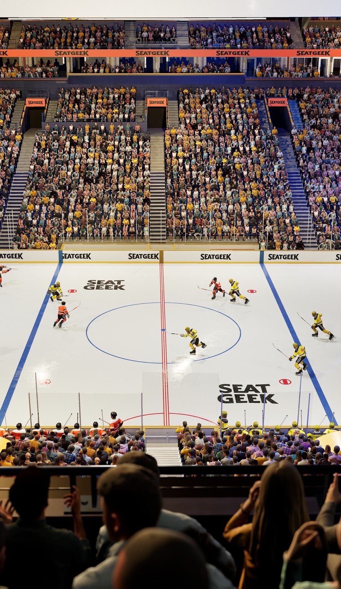 View from a seat at a Nashville Predators vs Dallas Stars game, showing the teams playing
