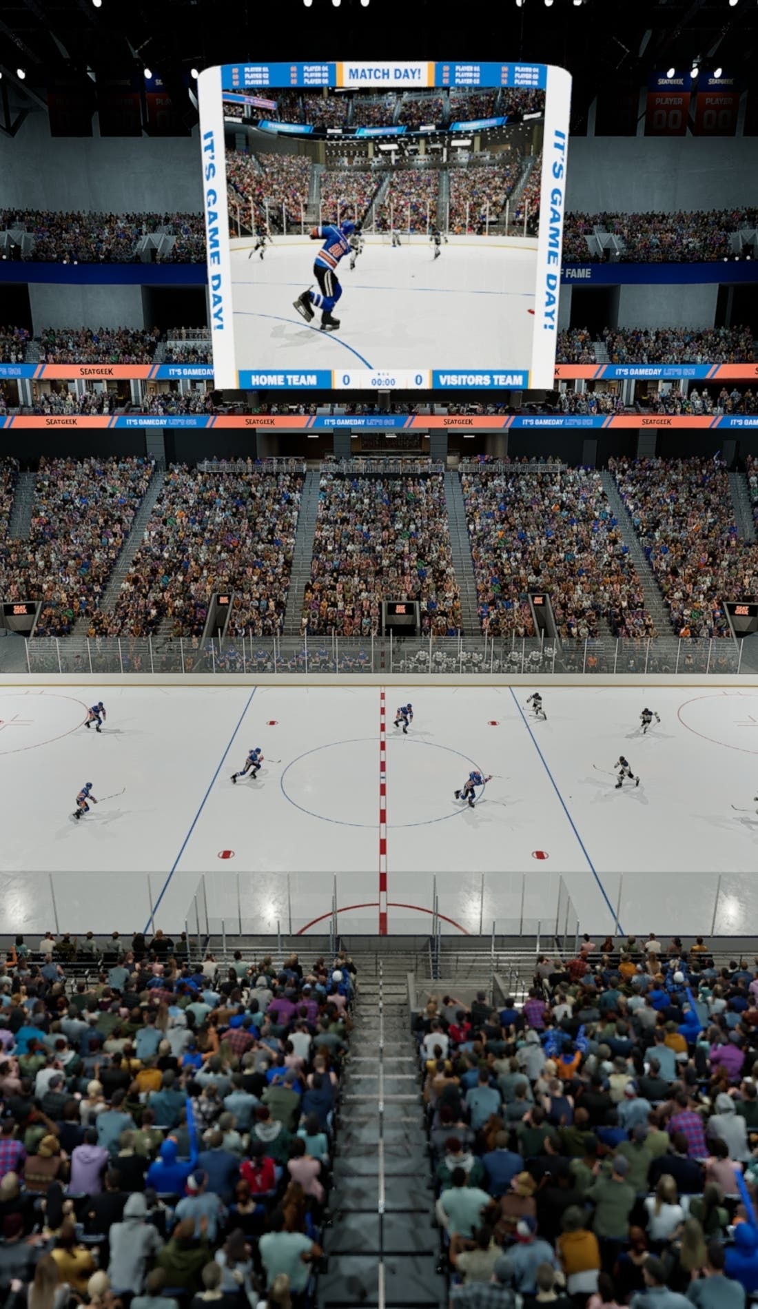 View from a seat at a New York Islanders vs Ottawa Senators game, showing the teams playing