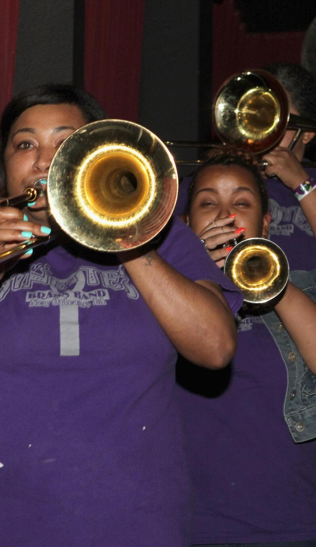 Original Pinettes Brass Band promotional image for upcoming events and ticket sales