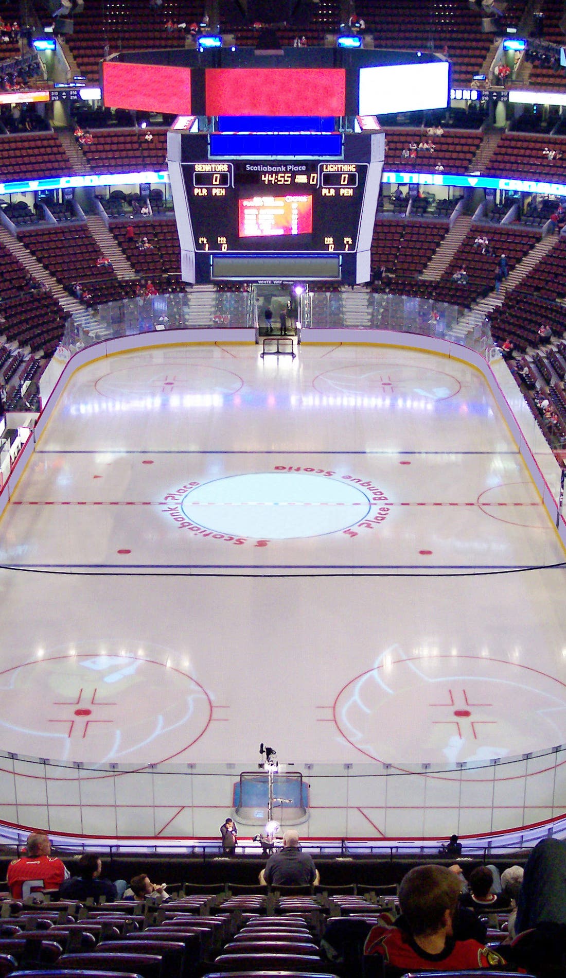View from a seat at a Ottawa Senators vs Edmonton Oilers game, showing the teams playing