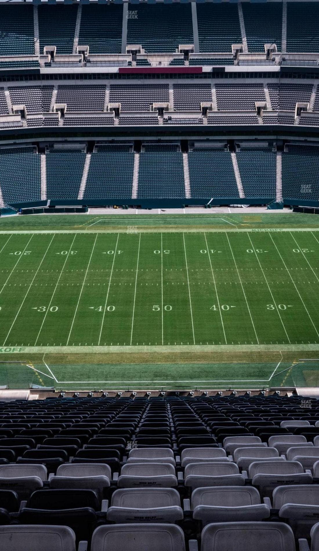 View from a seat at a Philadelphia Eagles vs Dallas Cowboys game, showing the teams playing