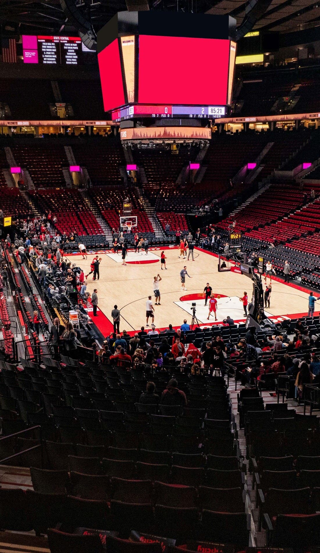 View from a seat at a Portland Trail Blazers vs Sacramento Kings game, showing the teams playing