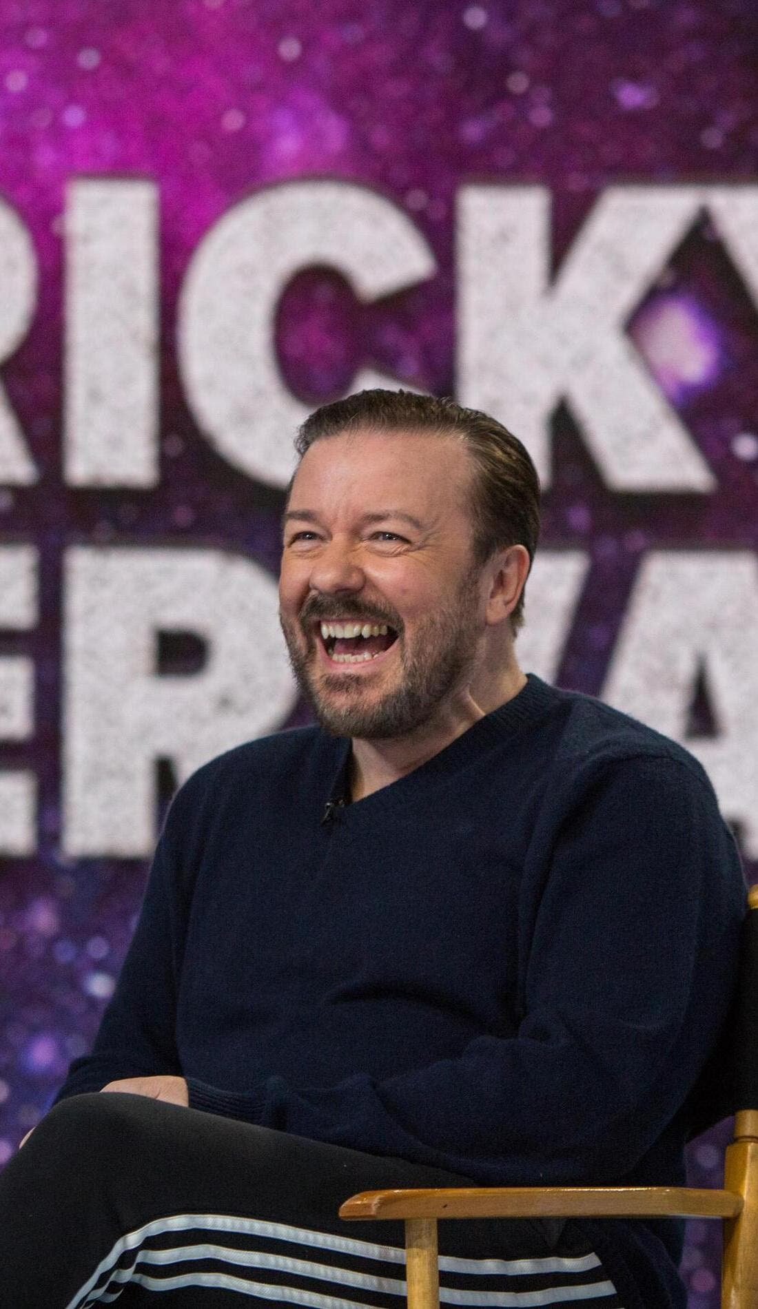 Ricky Gervais promotional image for upcoming events and ticket sales