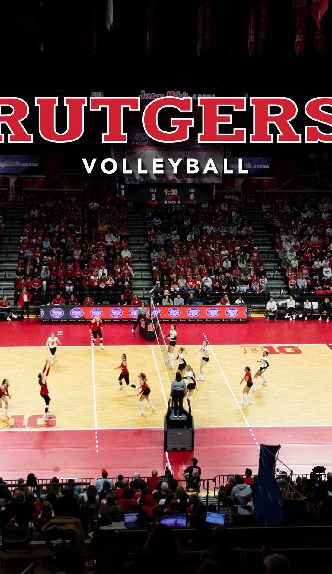 Rutgers Scarlet Knights Womens Volleyball promotional image for upcoming events and ticket sales