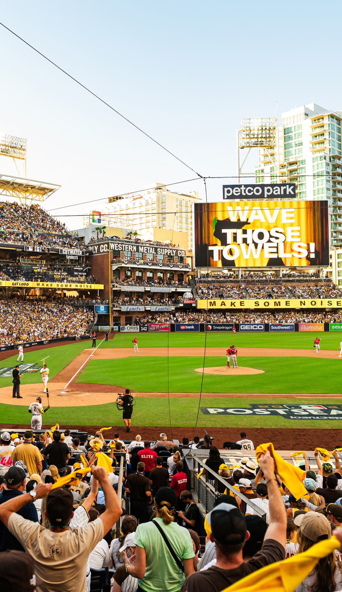 View from a seat at a San Diego Padres vs St. Louis Cardinals game, showing the teams playing