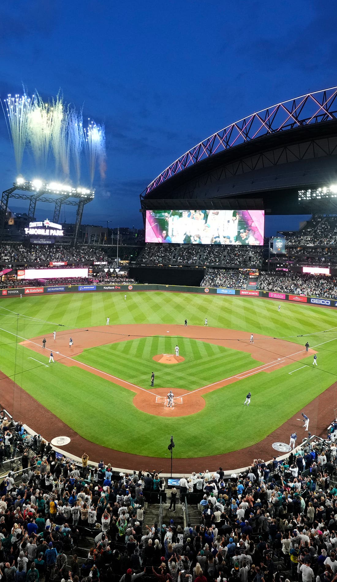 View from a seat at a Seattle Mariners vs San Diego Padres game, showing the teams playing
