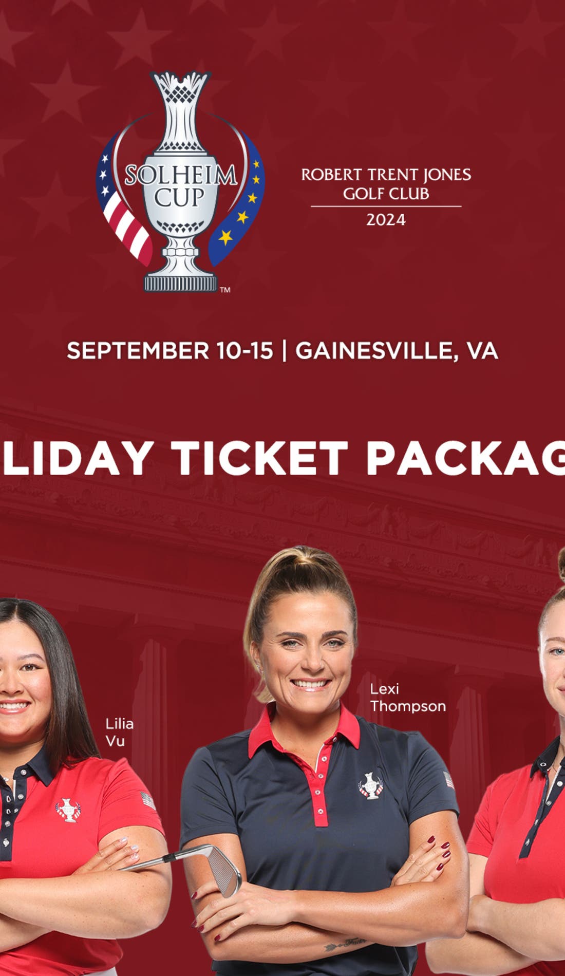 Solheim Cup Holiday Package promotional image for upcoming events and ticket sales
