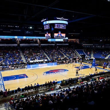 Promotional image of UMass Lowell River Hawks Mens Basketball
