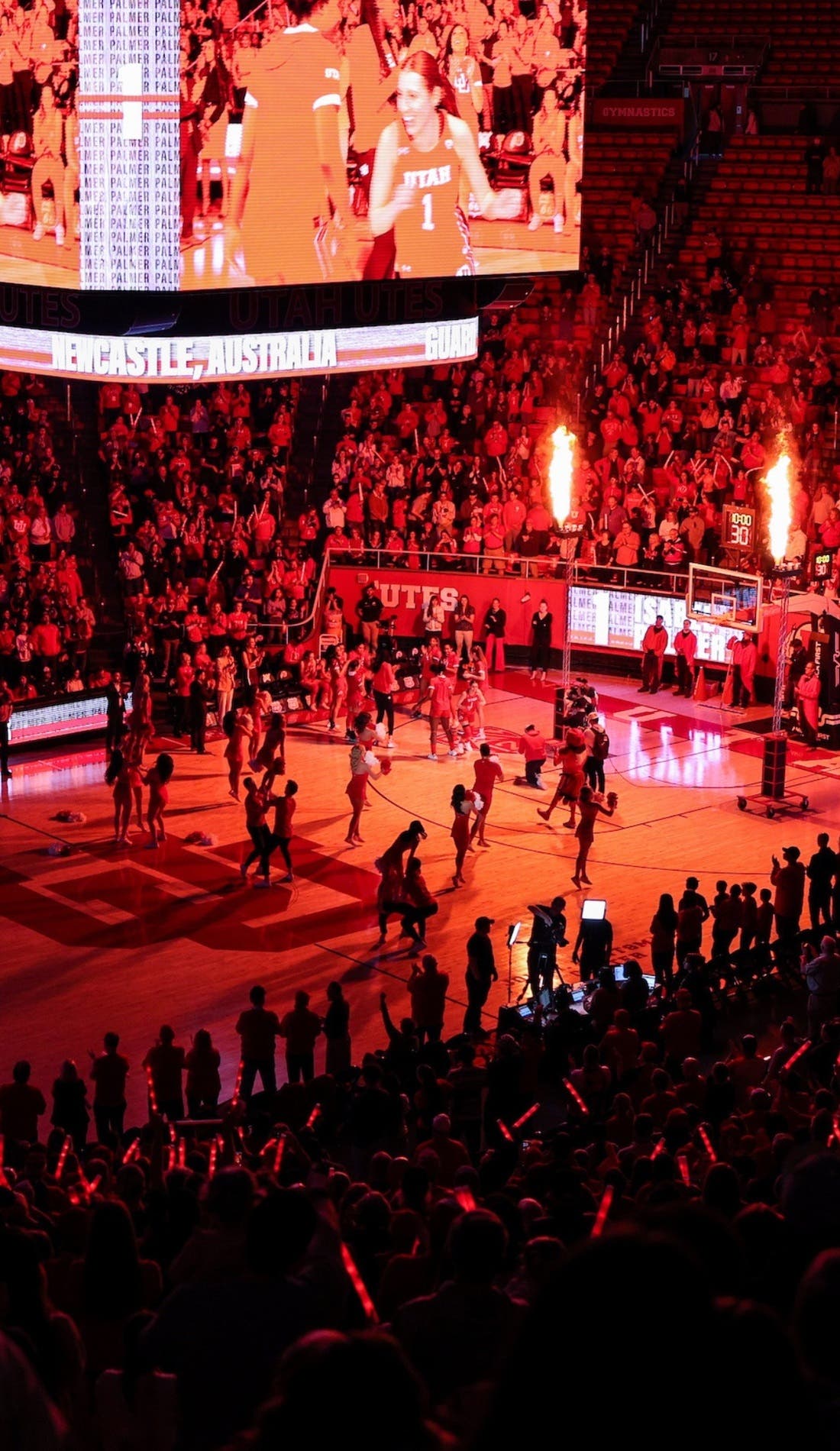 View from a seat at a Utah Utes Womens Basketball vs Colorado Buffaloes Womens Basketball game, showing the teams playing