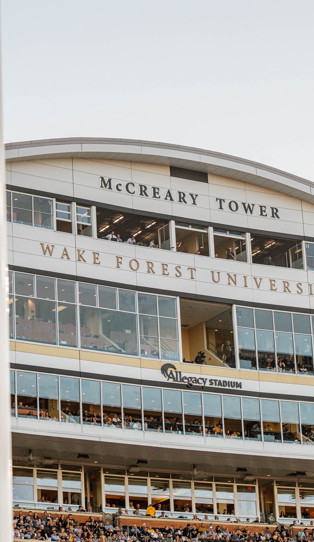 View from a seat at a Wake Forest Demon Deacons Football vs VMI Keydets Football game, showing the teams playing