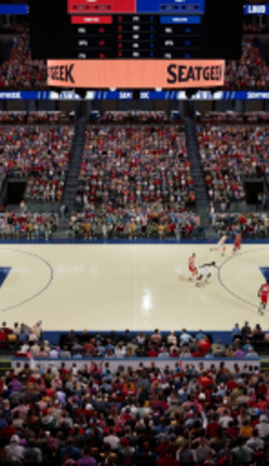 View from a seat at a Washington Wizards vs Golden State Warriors game, showing the teams playing