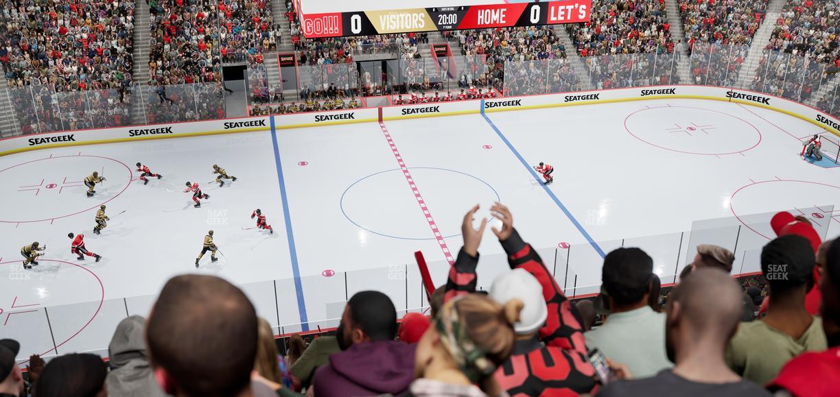 Little Caesars Arena - Section Drink Rail Mezzanine 12 Seat View