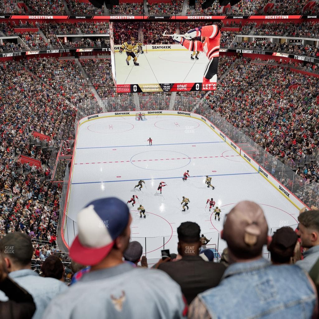 Little Caesars Arena - Section Drink Rail Mezzanine 20 Seat View