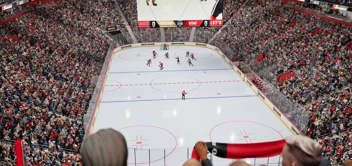 Little Caesars Arena - Section Drink Rail Mezzanine 3 Seat View